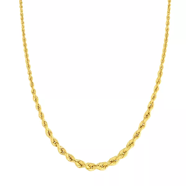 Graduated Rope Chain Gold Necklace