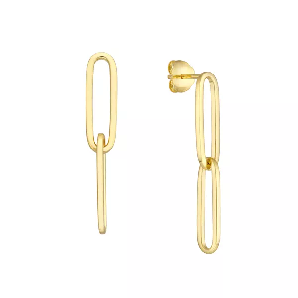 Paperclip Link Drop Gold Earrings