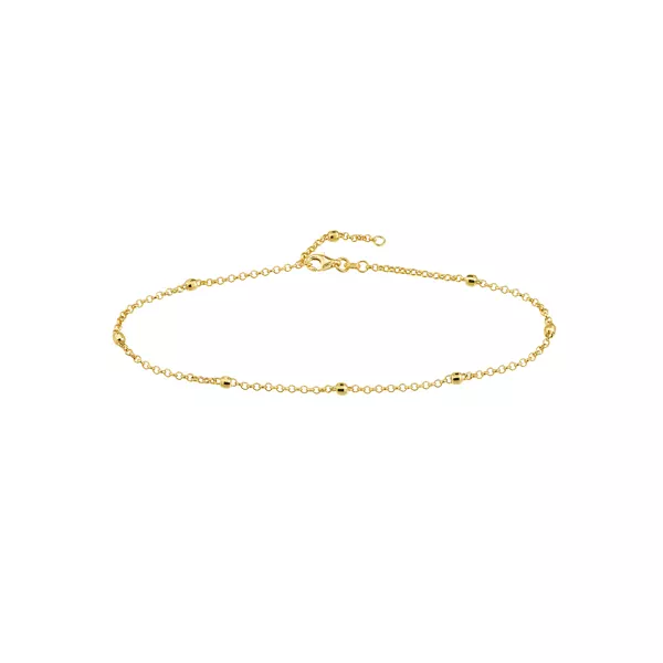 Faceted Bead Station Rolo Chain Anklet