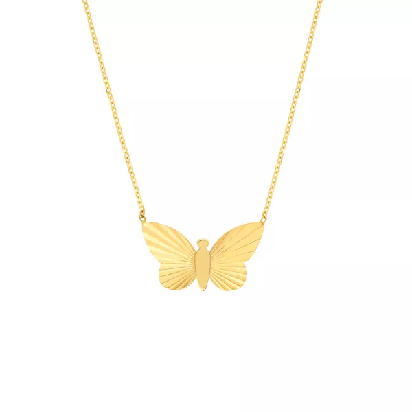 Fluted Butterfly Gold Necklace
