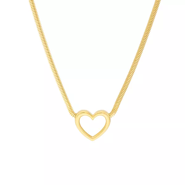 Open Heart Snake Chain Gold Necklace