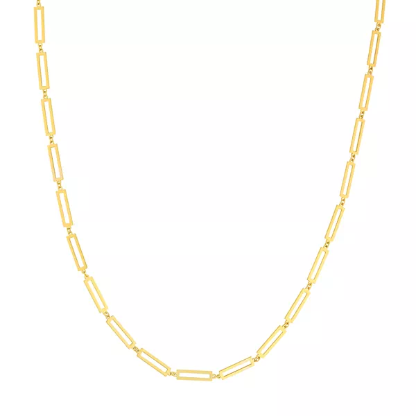 Rectangular Link Gold Necklace
