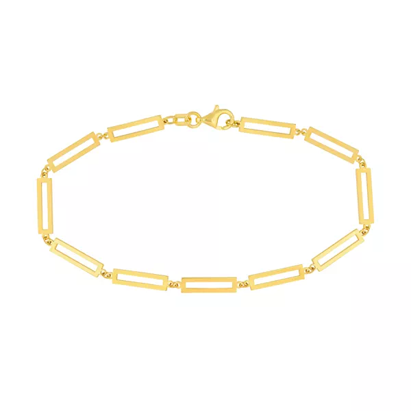 Open Rectangle Link Gold Bracelet