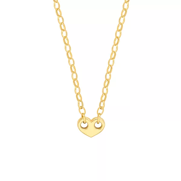 Puffed Heart Rolo Chain Necklace