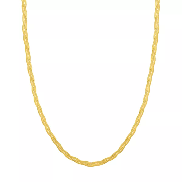 Braided Herringbone Gold Chain Necklace