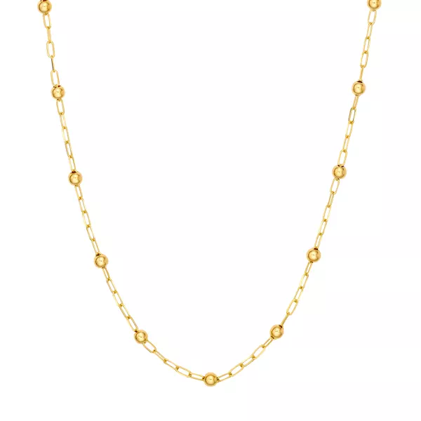 Bead Station Paperclip Chain Gold Necklace