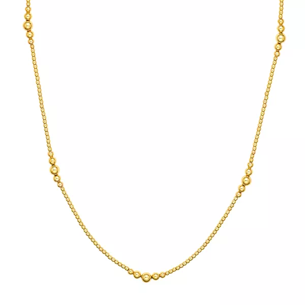 Graduated Bead Station Gold Necklace