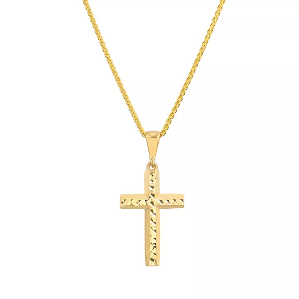 Faceted Cross Gold Necklace
