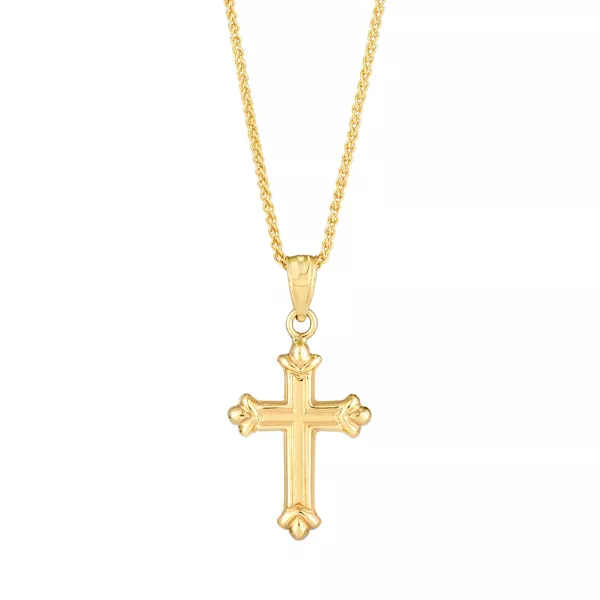 Fleur-de-Lis Cross Gold Necklace