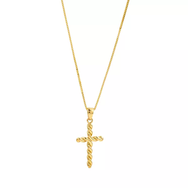 Rope Cross Gold Necklace