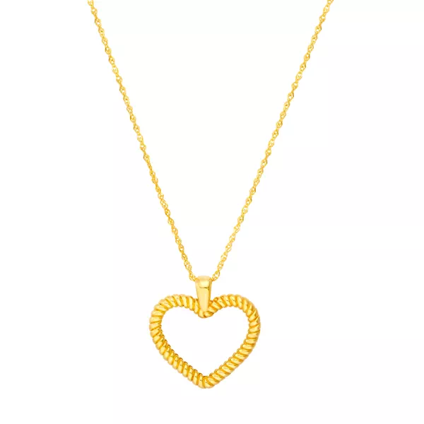 Rope Open Heart Gold Necklace
