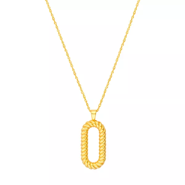 Rope Oval Gold Necklace