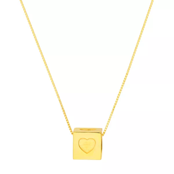 Heart Cube Gold Necklace