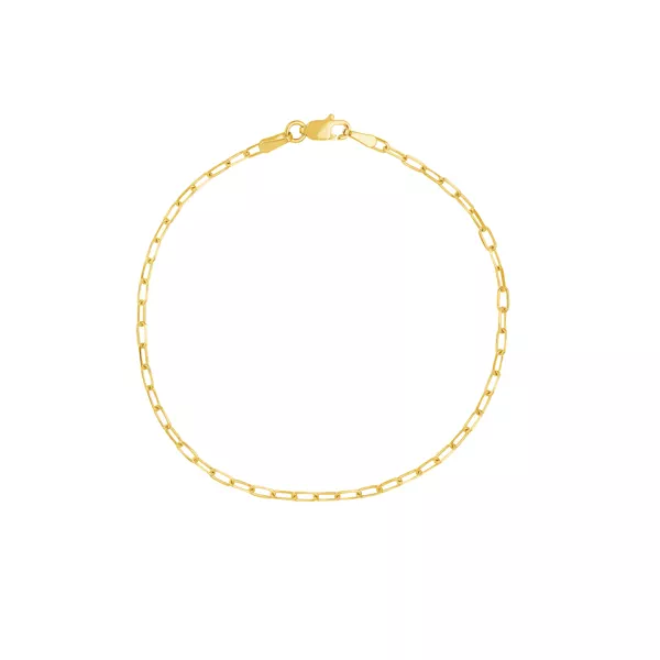Paper Clip Chain Gold Bracelet (1.95mm, 7.25 inches)