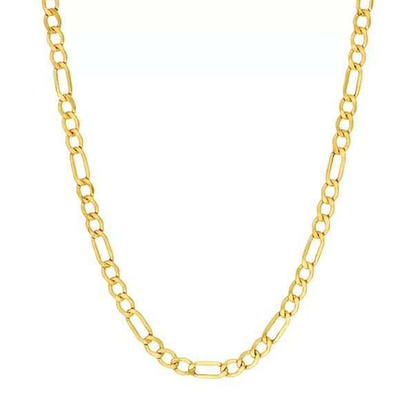 3.6mm Hollow Beveled Figaro Chain Necklace (18 in)