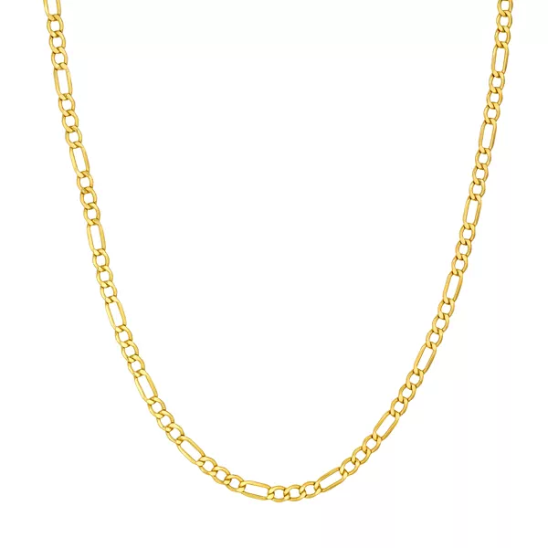 4.4mm Hollow Beveled Figaro Chain Necklace (24 in)