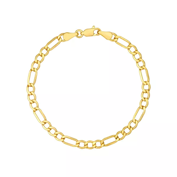 4.4mm Hollow Beveled Figaro Chain Bracelet (7 in)
