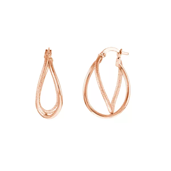 Mixed Finish Twisted Gold Hoop Earrings