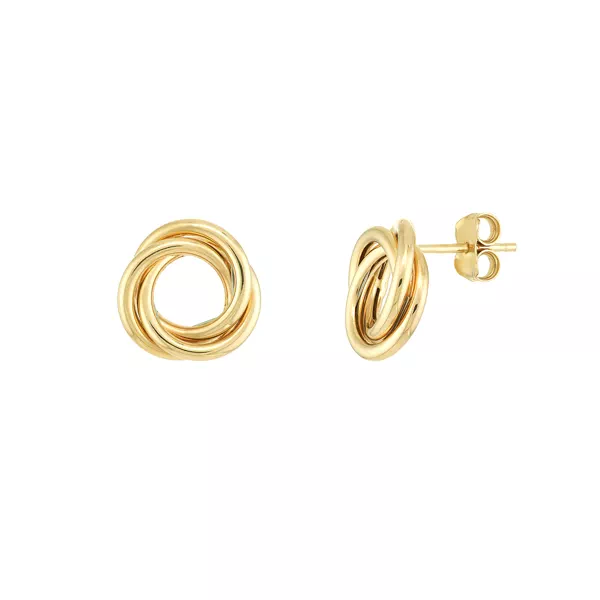 Open Love Knot Gold Stud Earrings