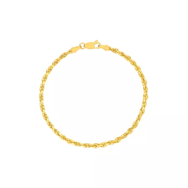 Rope Chain Gold Bracelet (3.0mm, 8 inches)