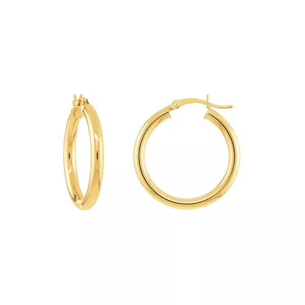 Slim Tubular Gold Hoop Earrings (25 mm)