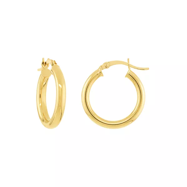 Slim Tubular Gold Hoop Earrings (20 mm)