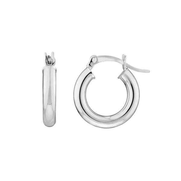 Slim Tubular Gold Hoop Earrings (15 mm)