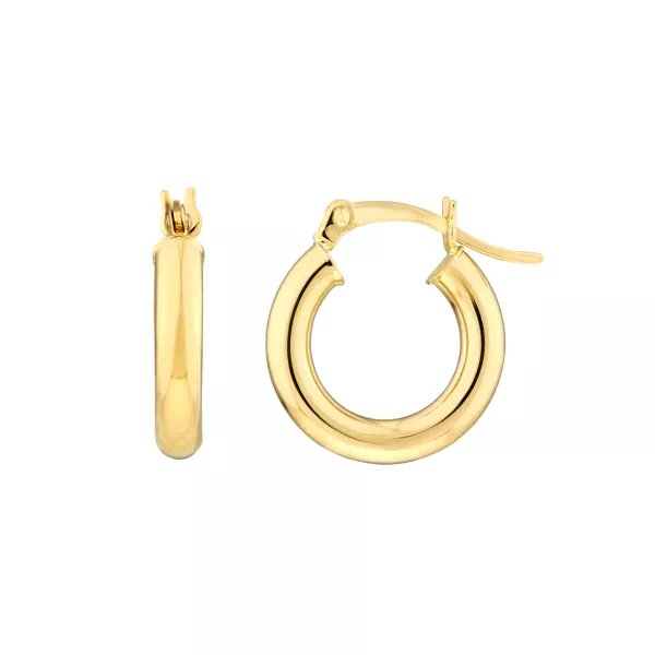 Slim Tubular Gold Hoop Earrings (15 mm)