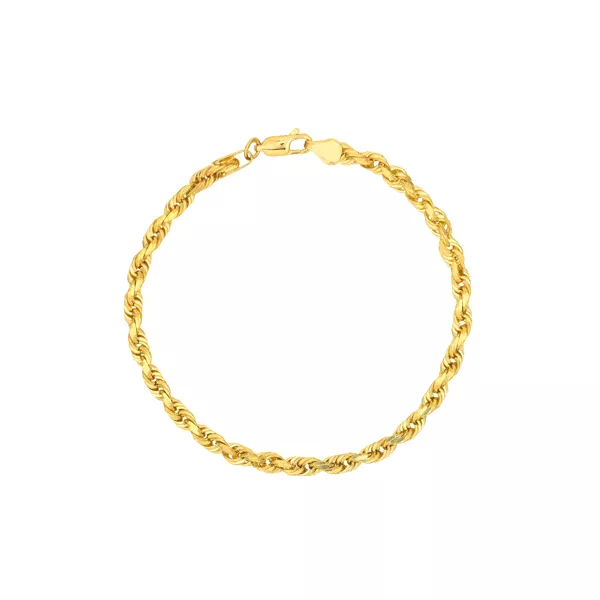 Rope Chain Gold Bracelet (4.4mm, 8 inches)