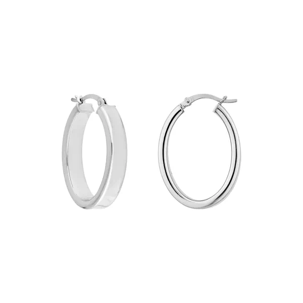 Oval Silver Hoop Earrings
