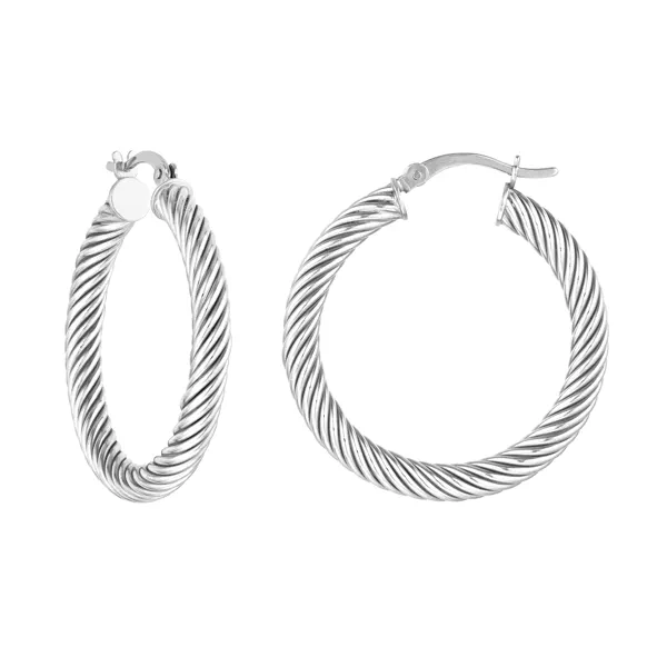 Twisted Silver Hoop Earrings