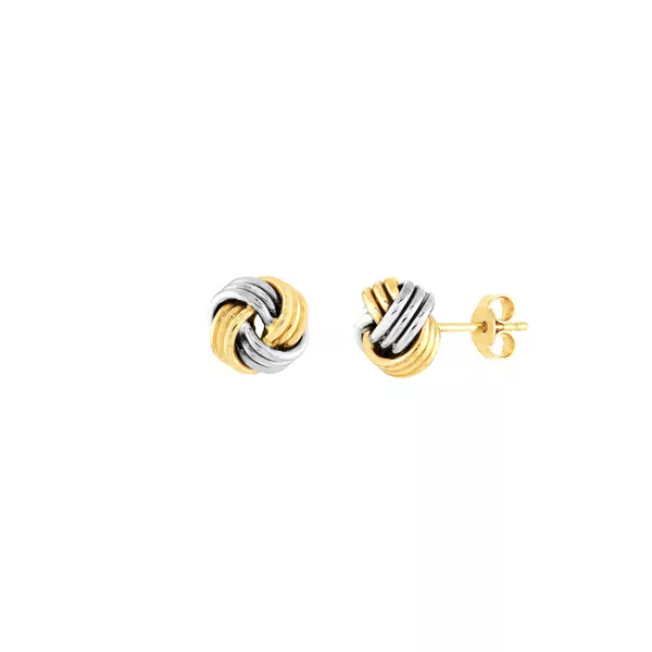 Interwoven Two-Tone Gold Stud Earrings