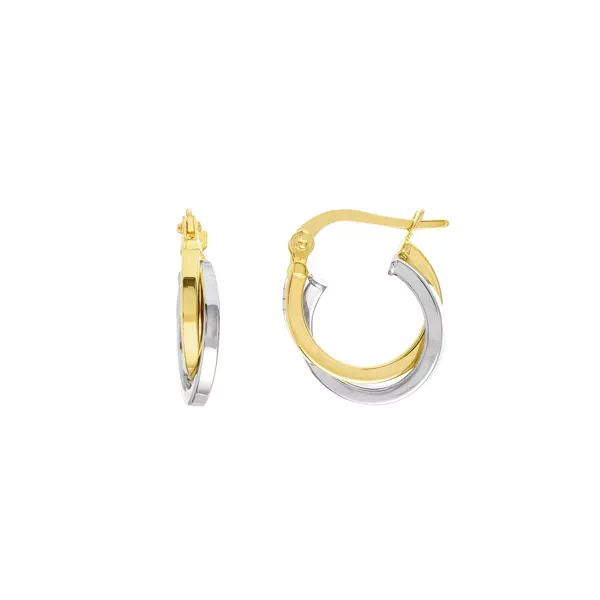 Double Hoop Two-Tone Gold Earrings