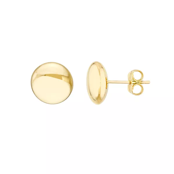 Polished Gold Disc Stud Earrings