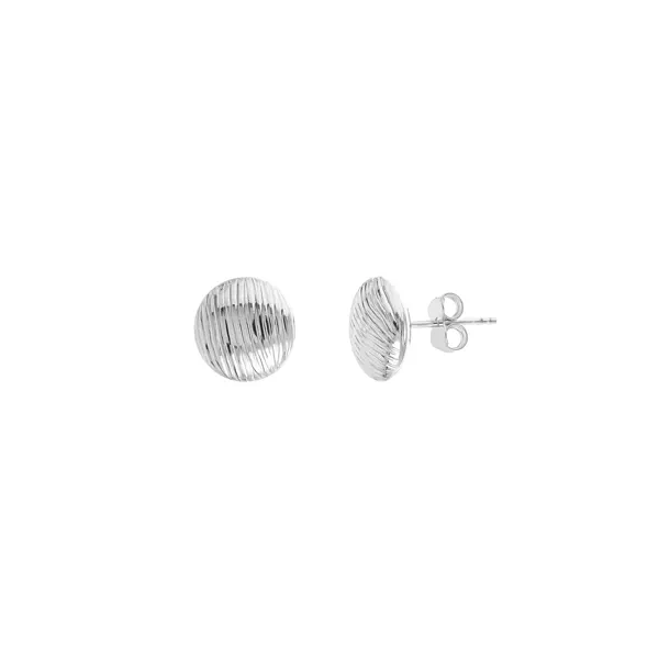 Ribbed Gold Disc Stud Earrings
