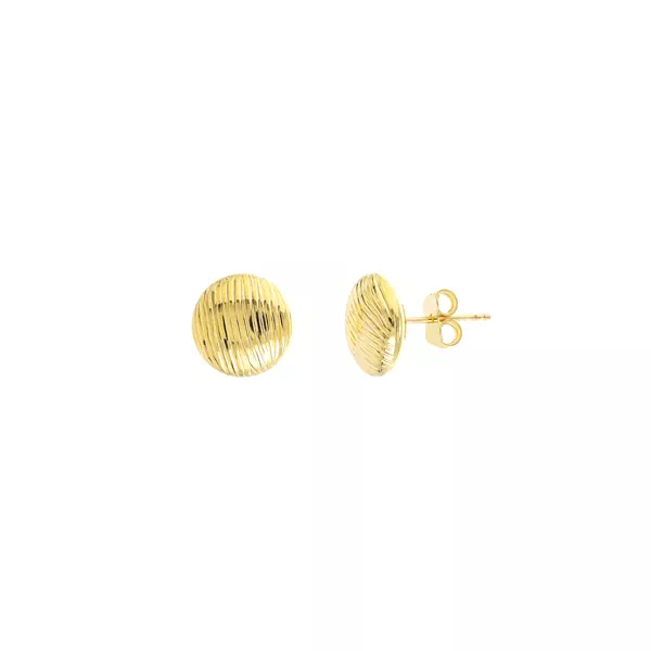 Ribbed Gold Disc Stud Earrings