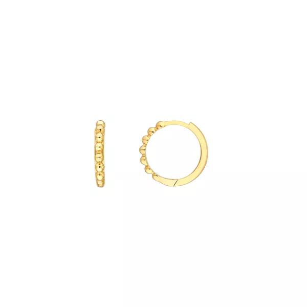 Beaded Dome Gold Huggie Earrings