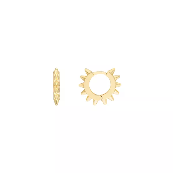 Spike Huggie Gold Hoop Earrings
