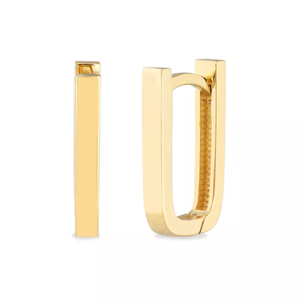 Paper Clip Gold Huggie Earrings