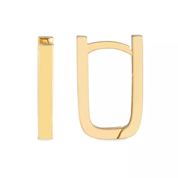 Paper Clip Gold Huggie Earrings