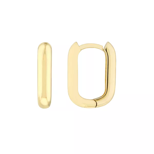 Bold Rectangular Gold Huggie Earrings