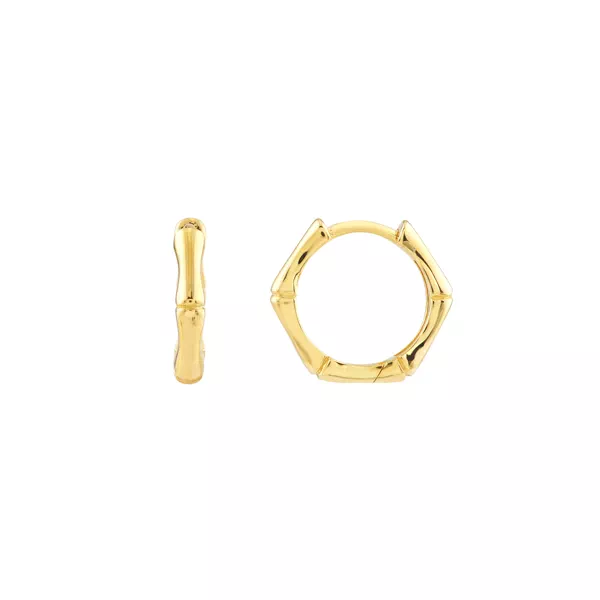 Bamboo Link Gold Hoop Earrings