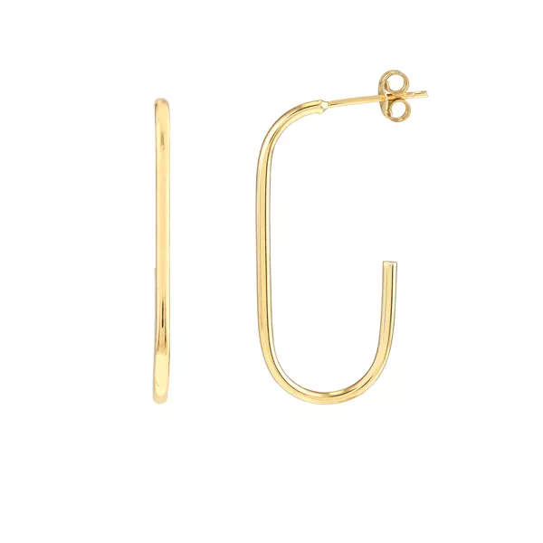Open Paperclip Gold Hoop Earrings