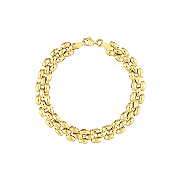 Triple Row Domed Link Gold Bracelet