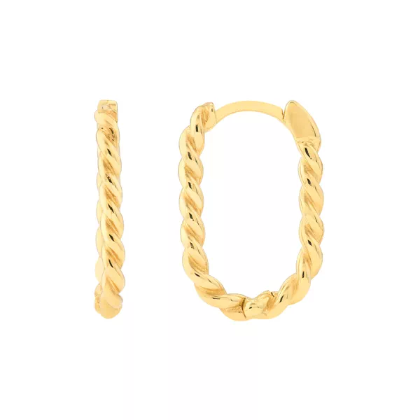 Oval Twist Gold Hoop Earrings
