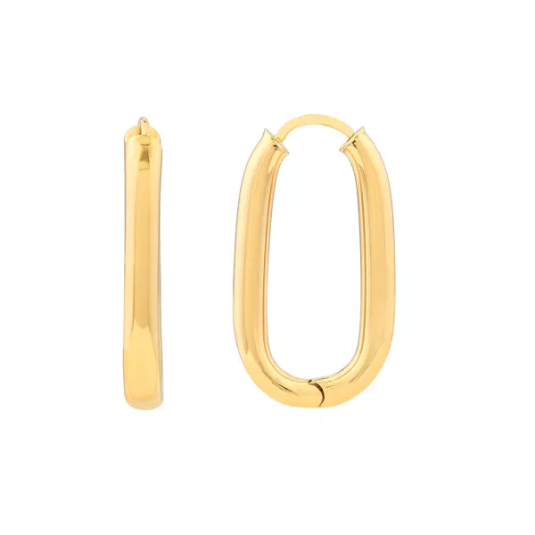 Elongated Oval Gold Hoop Earrings
