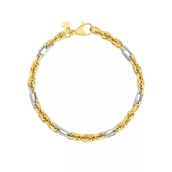 Two-Tone Rope Link Gold Bracelet