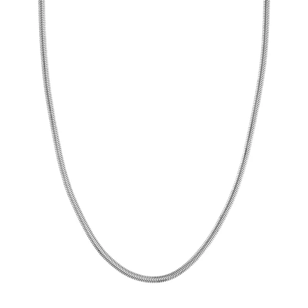 Flat Oval Snake Silver Necklace (3.4mm)