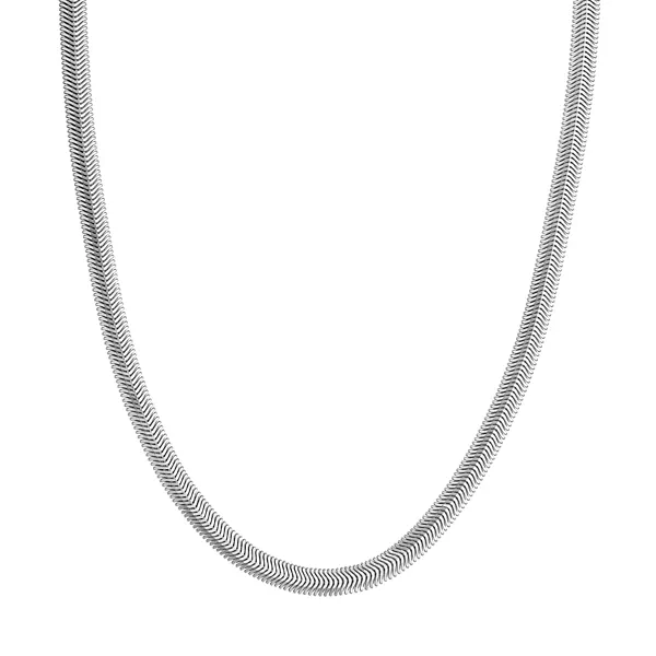Flat Oval Snake Silver Necklace (6.4mm)