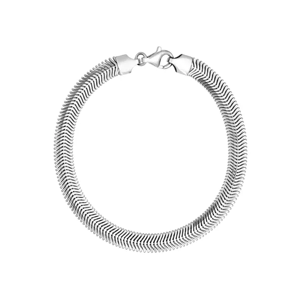 Flat Oval Snake Silver Bracelet (6.4mm)
